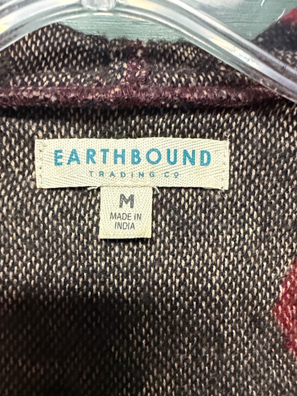 EARTHBOUND Maroon Multi-Pattern Hooded Long Cardigan - Picture 2 of 7
